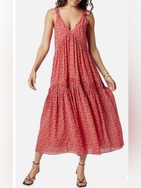 Joie Printed Tiered Boho Cotton Midi Sundress